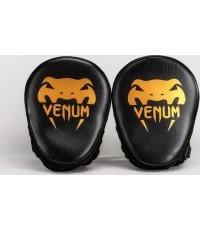 Лапы боксёрские Venum Light Focus – чёрные/золотые (пара)
