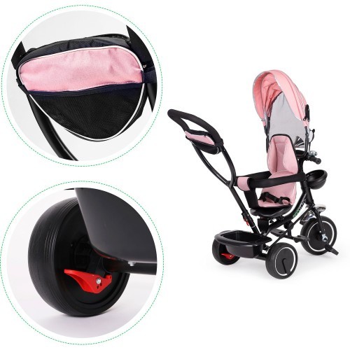 Triratukas ECOTOYS su sukiojama sėdyne ir stumdymo rankena