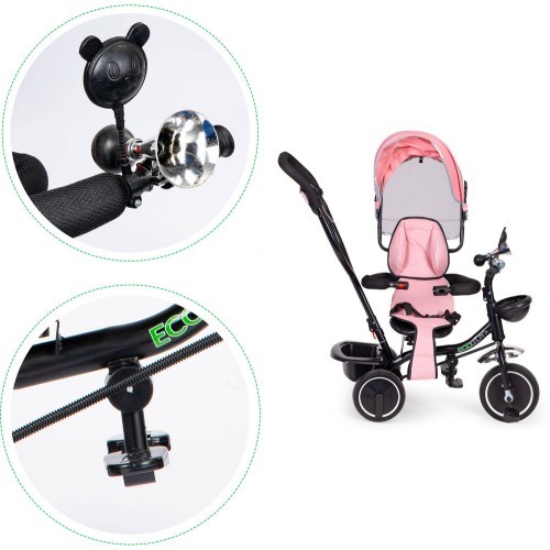 Triratukas ECOTOYS su sukiojama sėdyne ir stumdymo rankena