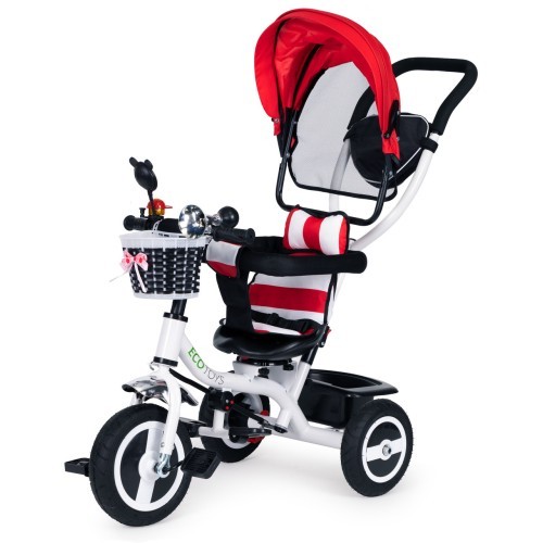 Tricycle swivel canopy red durable rubber wheels ECOTOYS