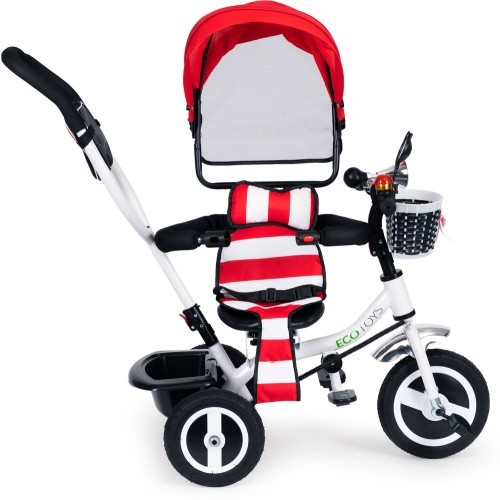 Tricycle swivel canopy red durable rubber wheels ECOTOYS