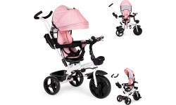 Трёхколёсный велосипед с поворотным сиденьем 360°, розовый ECOTOYS