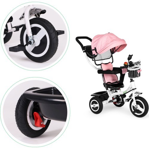 Triratukas su sukiojamu stogeliu ir guminiais ratais ECOTOYS