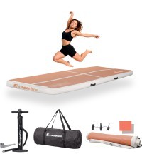 Pripučiamas mankštos kilimėlis inSPORTline Airstunt 300 x 100 x 10 cm Mocha Mousse su rankine pompa