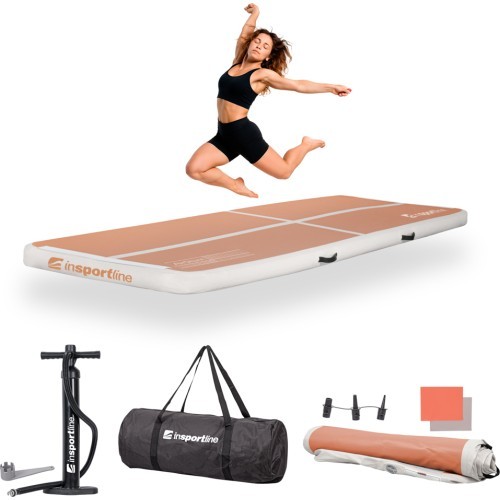 Inflatable Exercise Mat inSPORTline Airstunt 300 x 100 x 10 cm Mocha Mousse w/ Hand Pump