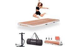 Inflatable Exercise Mat inSPORTline Airstunt 300 x 100 x 10 cm Mocha Mousse w/ Hand Pump