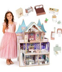 Деревянный кукольный домик замок Bella 4 этажа 5 комнат 15 предметов мебели ECOTOYS