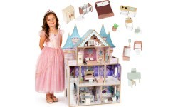 Деревянный кукольный домик замок Bella 4 этажа 5 комнат 15 предметов мебели ECOTOYS