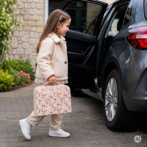 Lėlių namelis lagamine su mediniais baldais ir 20 priedų rinkiniu ECOTOYS