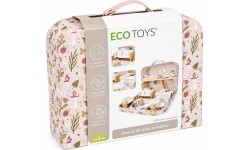 Lėlių namelis lagamine su mediniais baldais ir 20 priedų rinkiniu ECOTOYS