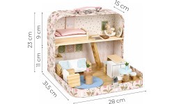 Lėlių namelis lagamine su mediniais baldais ir 20 priedų rinkiniu ECOTOYS