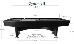 Бильярдный стол Dynamic II, глянцевый чёрный, пул, 9 футов, сукно Simonis 860 tournament blue