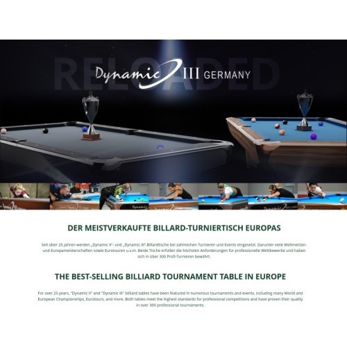 Billiard Table Dynamic II, shining black, Pool, 9 ft, Simonis 860 tournament blue