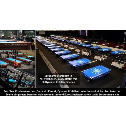 Biliardo stalas Dynamic II, blizgus juodas, Pool, 9 ft, Simonis 860 tournament blue