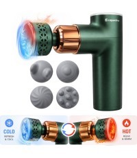 Massage Gun with Heated/Cooling Attachment inSPORTline ChillFrost • 1,800 mAh • 1,600–2,800 RPM • Up to 6 mm - Green
