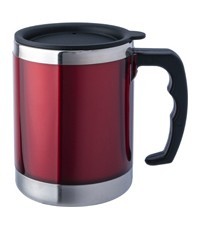 Termopuodelis BasicNature Stainless Steel Beaker MUG, 0,42L, raudonas