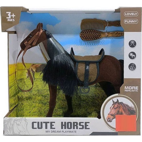 Brown Horse with Black Mane + Accessories