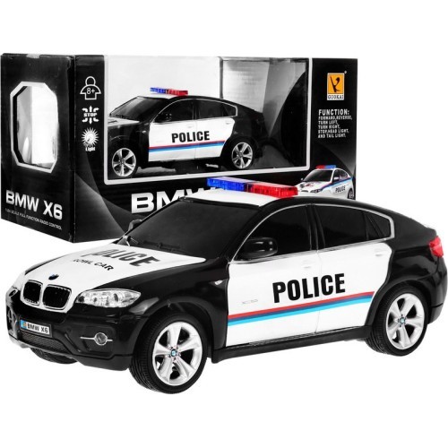 Nuotoliniu būdu valdomas policijos automobilis BMW X6 juodas 1:24