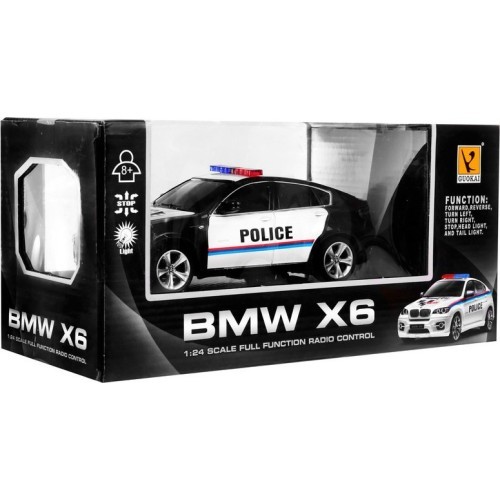Nuotoliniu būdu valdomas policijos automobilis BMW X6 juodas 1:24