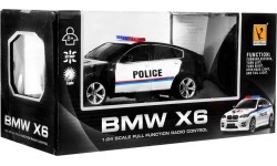 Nuotoliniu būdu valdomas policijos automobilis BMW X6 juodas 1:24