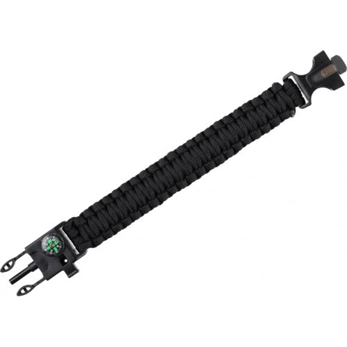 Paracord virvė M-Tac Bran su kaladėle, kompasu ir švilpuku, juoda