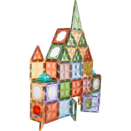 3D magnetinių kaladėlių rinkinys su pašvietimu, 75 vnt.