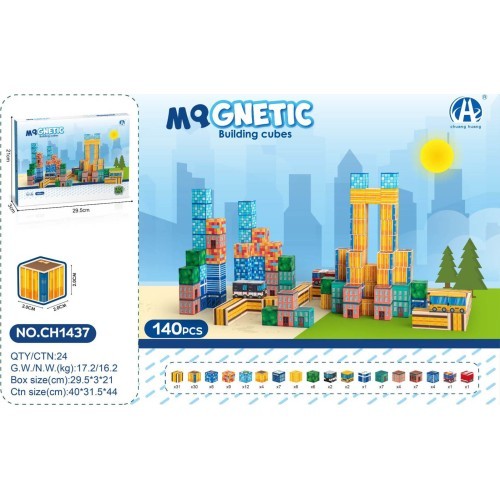 Magnetinių kubelių rinkinys, magnetiniai blokai 140 vnt.