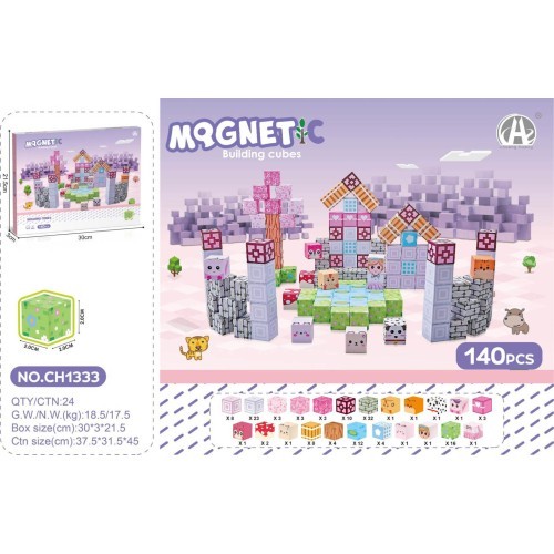 Magnetiniai kubeliai, magnetinės kaladėlės, 140 vnt.