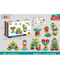 Set of Coloured Shape Stacking Blocks 30el.