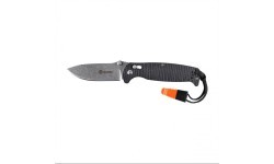 Ganzo G7412P-BK-WS folding knife with whistle.