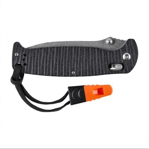 Ganzo G7412P-BK-WS folding knife with whistle.