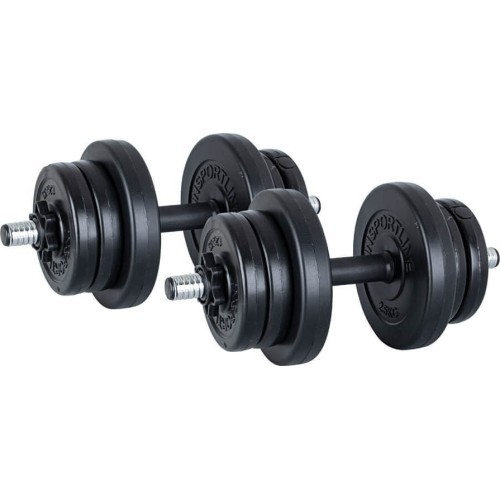 Interchangeable weight cement dumbbell set inSPORTline 2x10kg