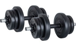 Interchangeable weight cement dumbbell set inSPORTline 2x10kg