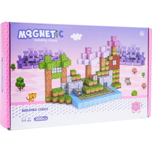 Magnetinių kubelių ir blokelių rinkinys, 200 vnt.