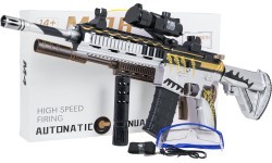 M416 pilkas šautuvas vandens rutuliukams + priedai