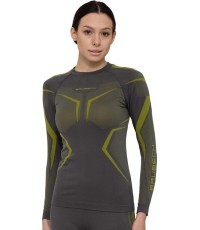 Moteriški ilgomis rankovėmis sportiniai marškinėliai Brubeck Dry LS1736W - Grey/Lime