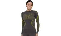 Женская спортивная футболка с длинным рукавом Brubeck Dry LS1736W - Grey/Lime