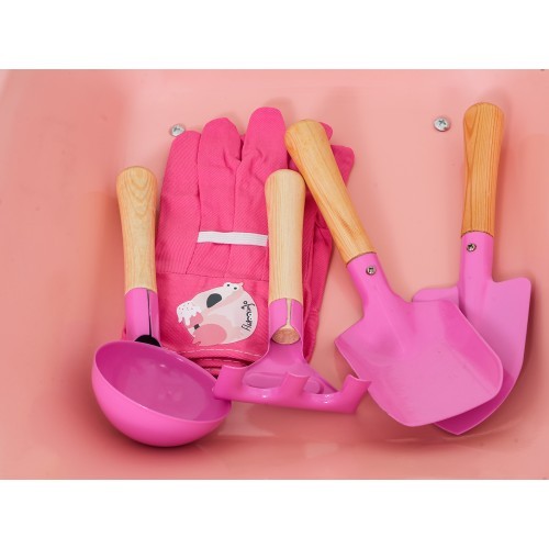 Little Gardener's Set with Wheelbarrow Pink