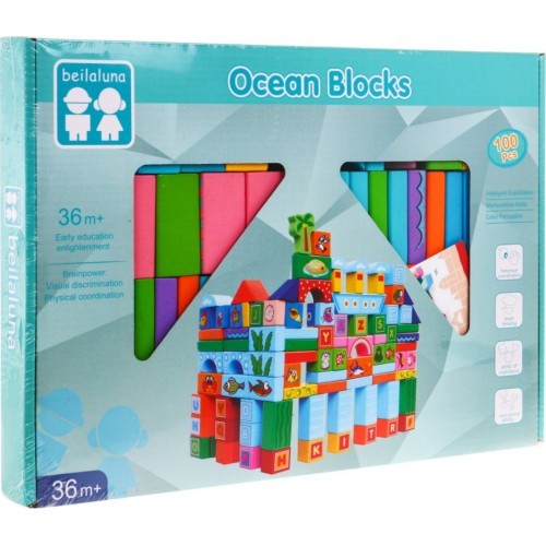 Zestaw Klocków z Drewna Ocean 100pcs