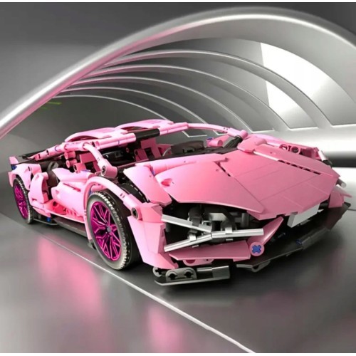 Конструктор спортивный автомобиль, розовый, 1280 деталей