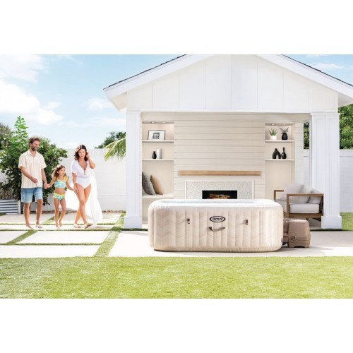 Pripučiamas kvadratinis SPA baseinas hidromasažas 6 asm. 196x71 cm premium priedai INTEX 28472
