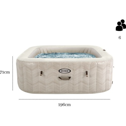Pripučiamas kvadratinis SPA baseinas hidromasažas 6 asm. 196x71 cm premium priedai INTEX 28472