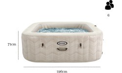 Pripučiamas kvadratinis SPA baseinas hidromasažas 6 asm. 196x71 cm premium priedai INTEX 28472