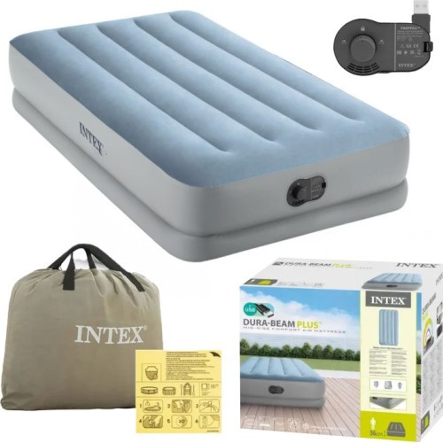 Materac dmuchany jednoosobowy 191x99x36 cm z wbudowaną pompką elektryczną USB łóżko INTEX 64157