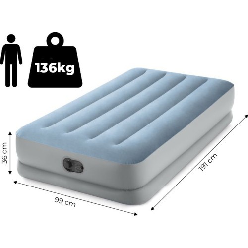 Materac dmuchany jednoosobowy 191x99x36 cm z wbudowaną pompką elektryczną USB łóżko INTEX 64157