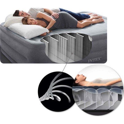 Pripučiamas veliūrinis čiužinys su pompa Intex 64150ND
