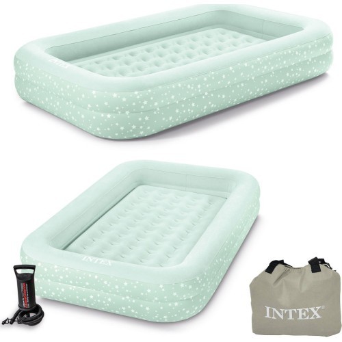 Надувная детская кровать с насосом Intex