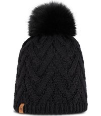 Knitted & Fleece Band Beanie Caryn Black - 999