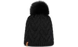 Knitted & Fleece Band Beanie Caryn Black - 999