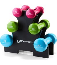Набор виниловых фитнес-гантелей UpForm с подставкой, 12 кг